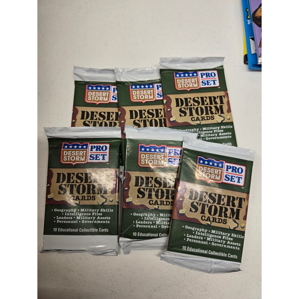 Lot of 6 1991 Pro Set Desert Storm Trading Card Packs Factory Sealed Vintage